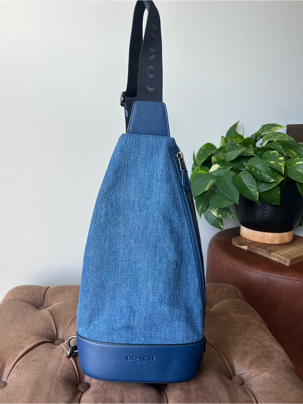 COACH DOMINIC SLING PACK BAG BLUE DENIM Unisex